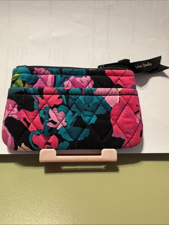 Vera Bradley Handbags - Vera Bradley Pink, Teal & Black Quilted Floral Mini Cosmetic Pouch